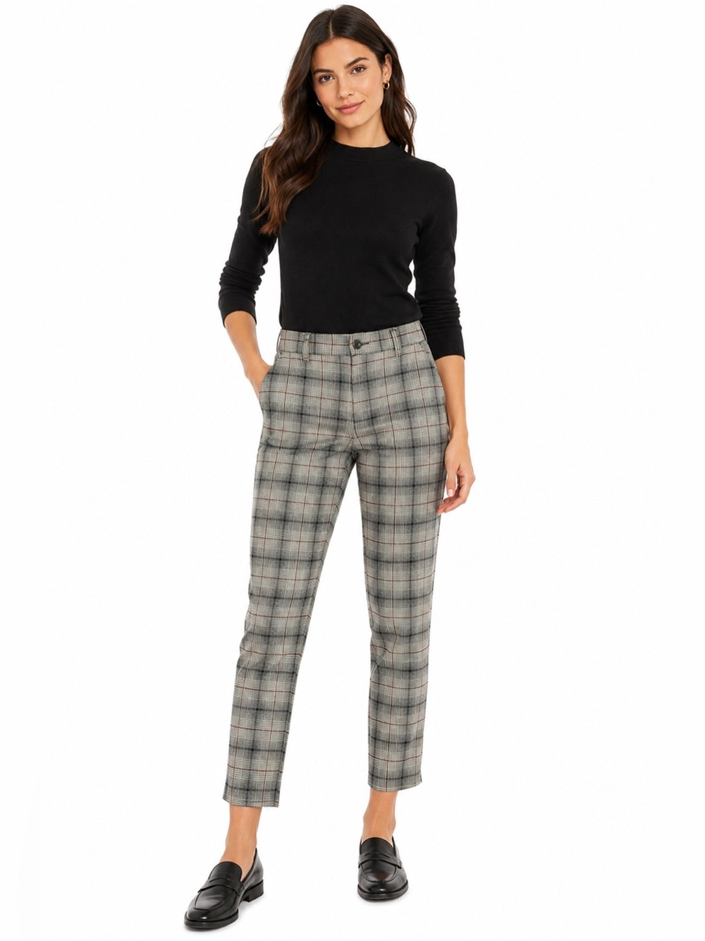 American Eagle Plaid Ankle Pants Women’s 8 Stretch Slim‎ career preppy
